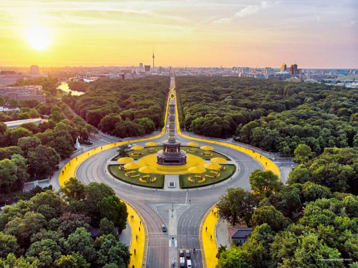 Visualisierung der Berliner Olympia-Bewerbung BERLIN+: Die Siegessäule und der Große Tiergarten als mögliche Bühne für die Olympischen und Paralympischen Spiele der Zukunft