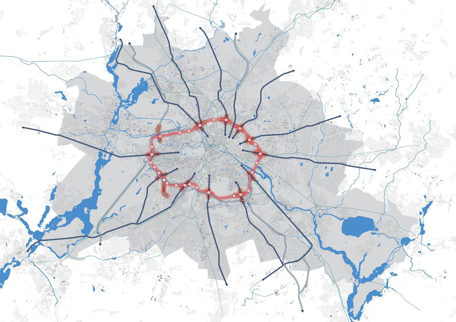Grafische Darstellung des erweiterten Ringszenarios | Bild: SenStadt