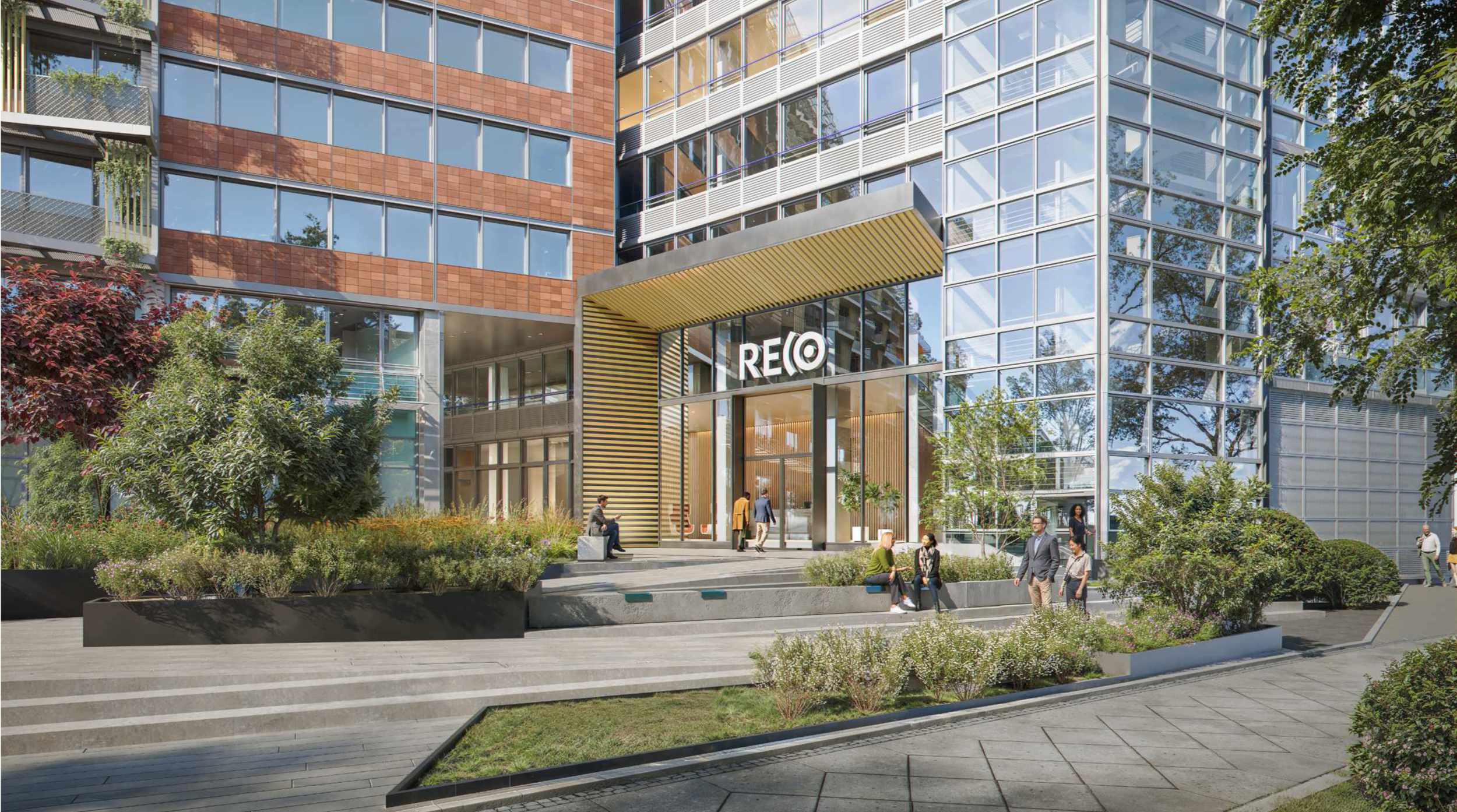 Vom Bürokomplex zum Mixed-Use-Campus: Der RE(O Campus verbindet künftig moderne Arbeitswelten mit Hotel-, Gastronomie-, Freizeit- und Serviceangeboten | Visualisierung: © Kintyre